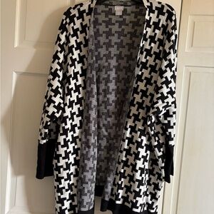 Chico's Black and White Geometric Cardigan